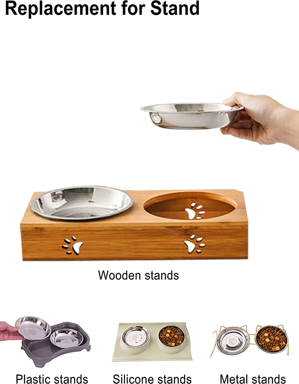 Stainless Steel Shallow Cat Food Bowl 6.5 Inch, Small Whisker Fatigue Cat Food Dish 15.2 Fl.Oz, Replacement Basic Kitten Bowls Bulk for Elevated Stand, Dishwasher Safe (Set of 4)