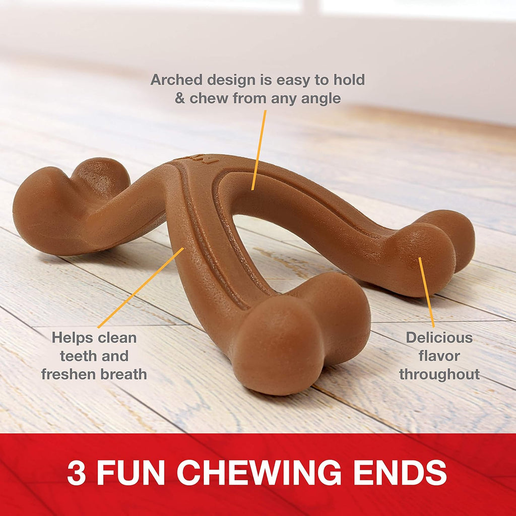 Power Chew Easy-Hold Wishbone Dog Chew Toy, Small | Bison Flavor, Durable Dog Toys for Aggressive Chewers, Discourages Destructive Chewing, for Small Breeds up to 25 Lbs